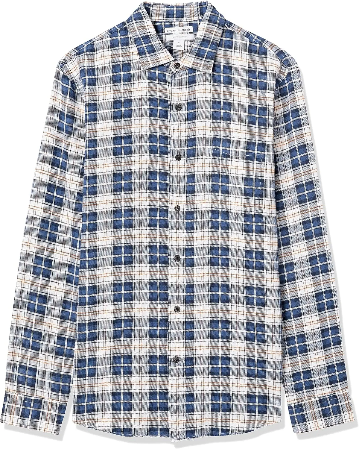 Amazon Essentials Men's Flannel Shirts Long Sleeve, Slim-Fit Button Down Plaid