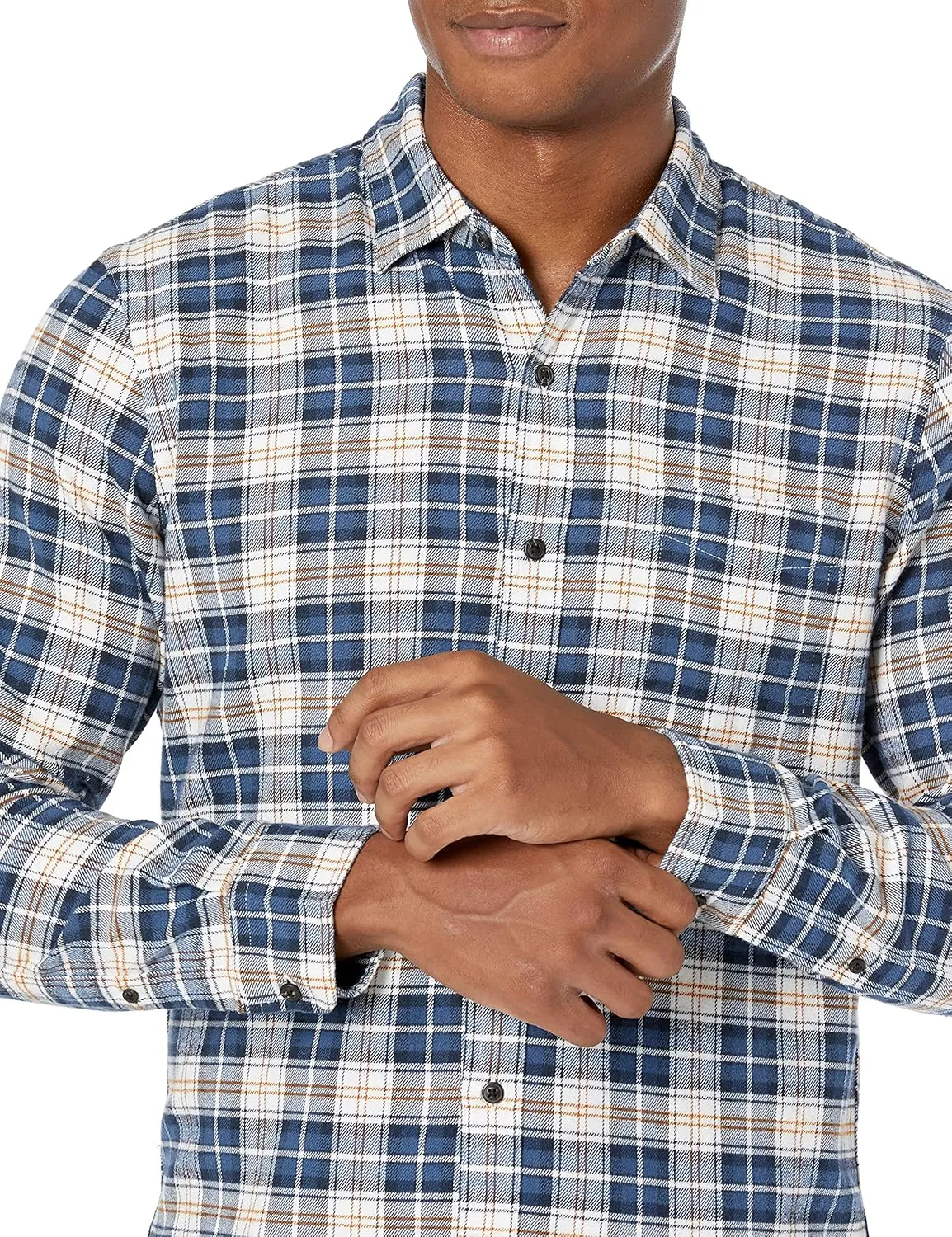 Amazon Essentials Men's Flannel Shirts Long Sleeve, Slim-Fit Button Down Plaid