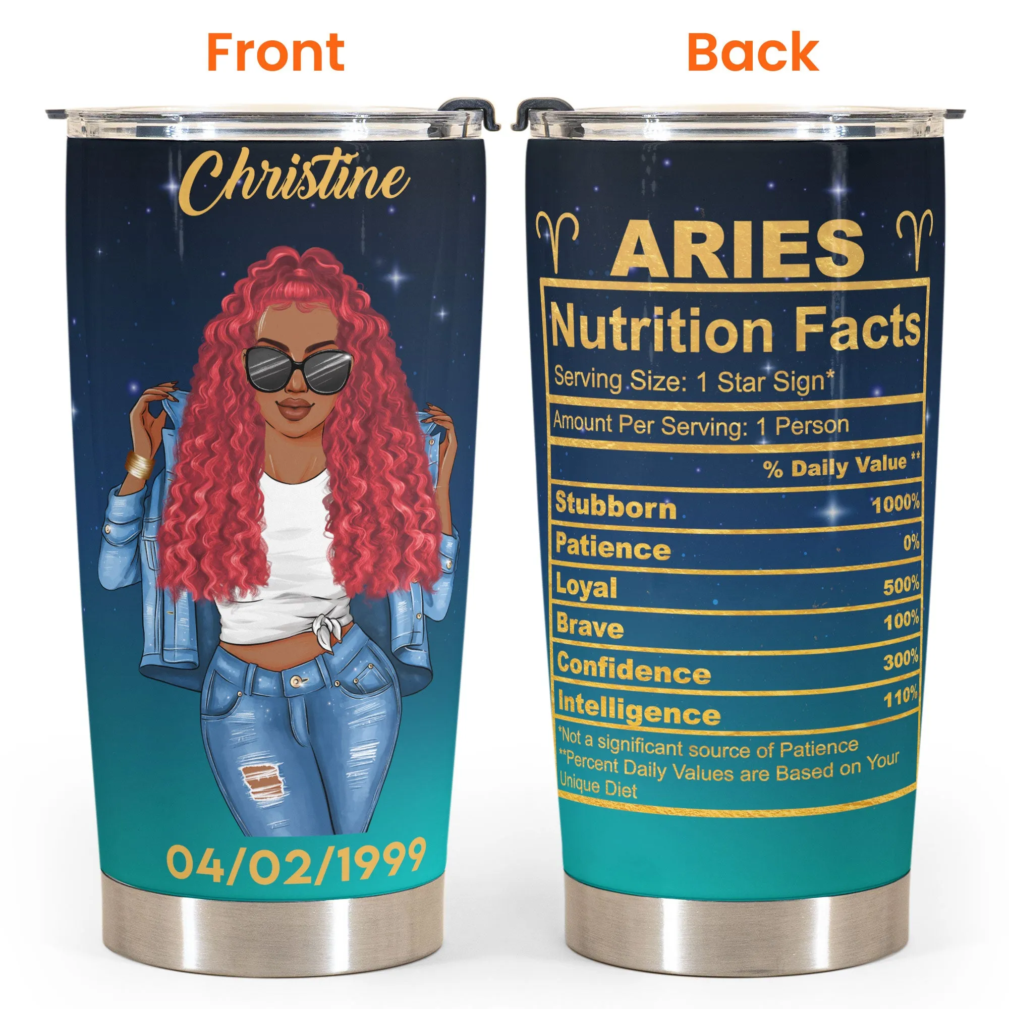 Aries Nutrition Facts - Personalized Tumbler Cup - Birthday Gift For Astrology Lovers, Gift For Daughter, Sister, Besties