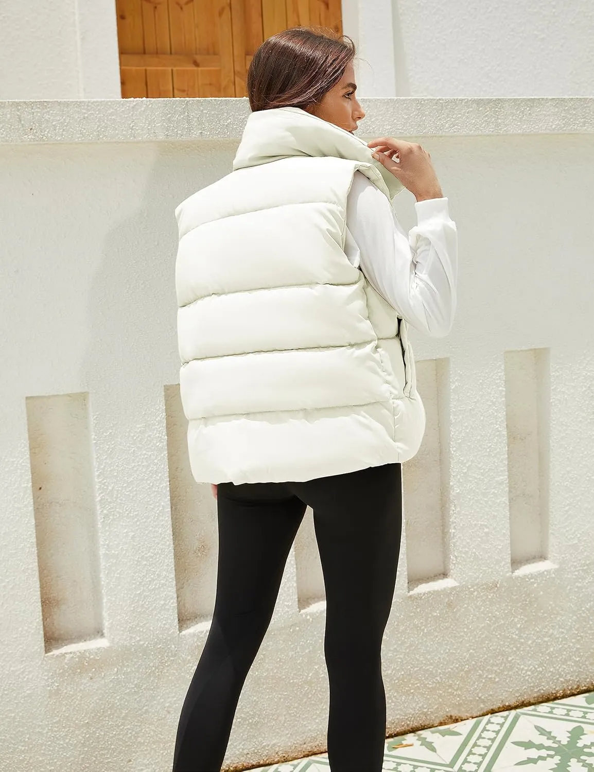 Athlisan Puffer Vest Women Zip Up Stand Collar Sleeveless Padded Gilet Jacket