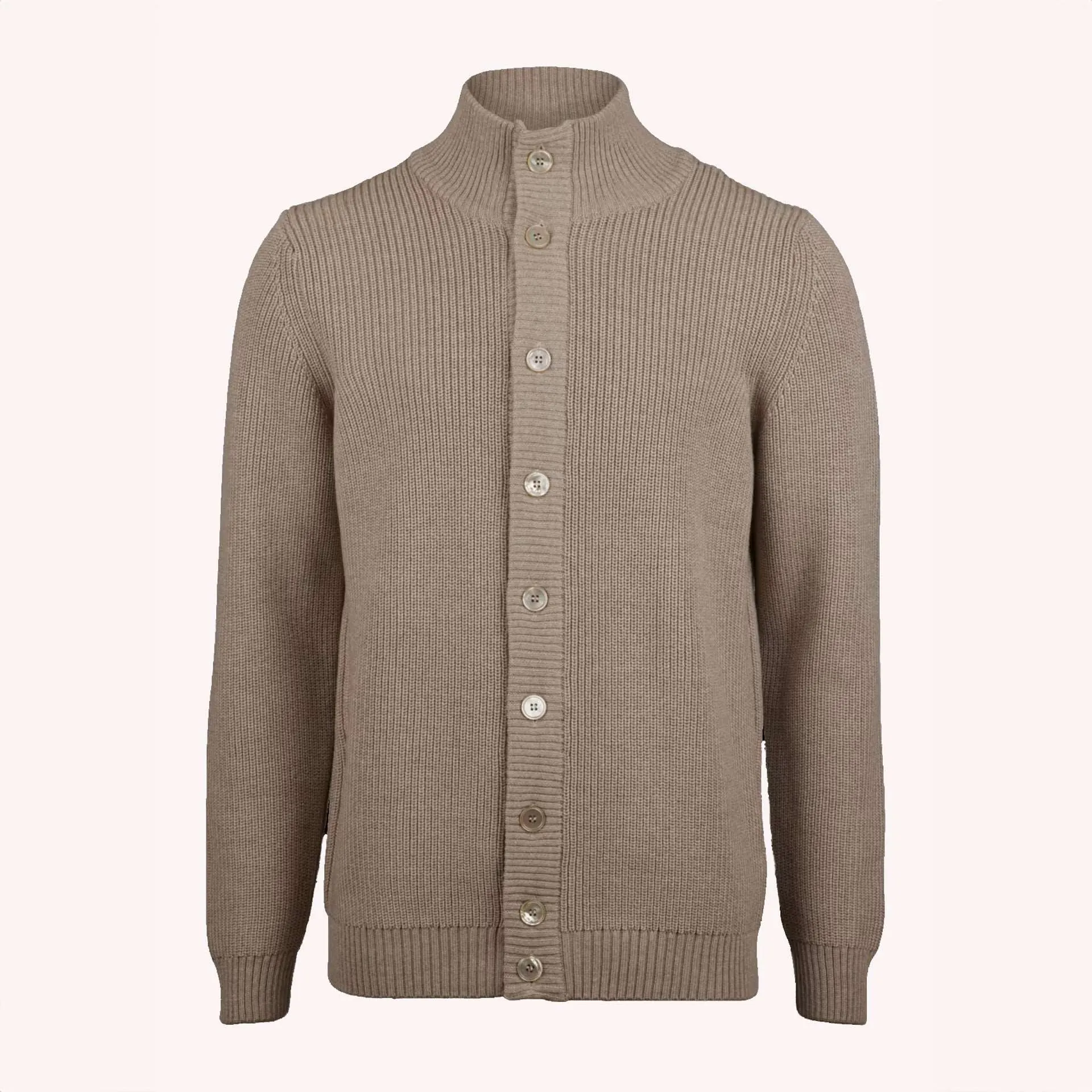 Beige Chunky Merino Wool Cardigan - Stenstroms