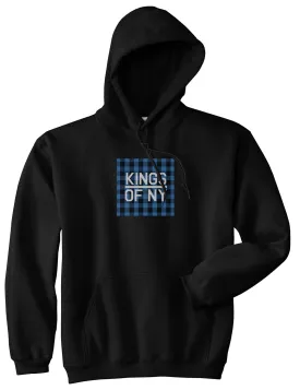 Blue Buffalo Plaid Box Logo Mens Pullover Hoodie