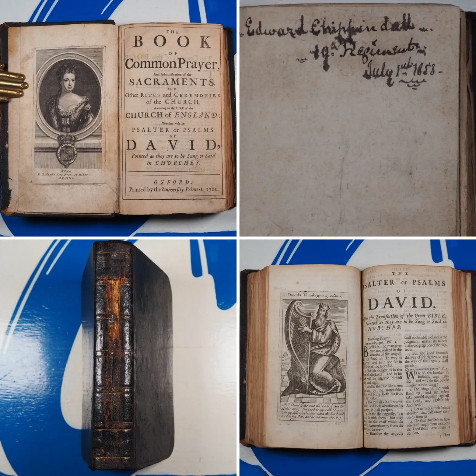 Book of common prayer, and...Psalter or Psalms of David.Church of England>>RARE QUEEN ANNE PRAYER BOOK AND PSALTER with ASSOCIATION<< Publication Date: 1701 Condition: Good