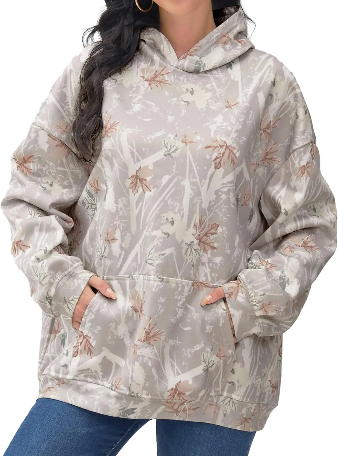 Camo Hoodie Womens Mens Maple Leaf Fleece Hooded Sweatshirt Oversized Camouflage Hoodies For Women Trendy