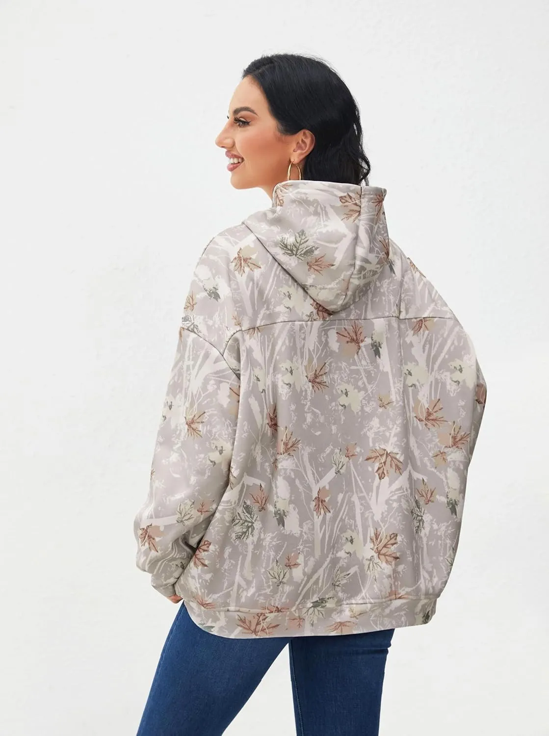 Camo Hoodie Womens Mens Maple Leaf Fleece Hooded Sweatshirt Oversized Camouflage Hoodies For Women Trendy