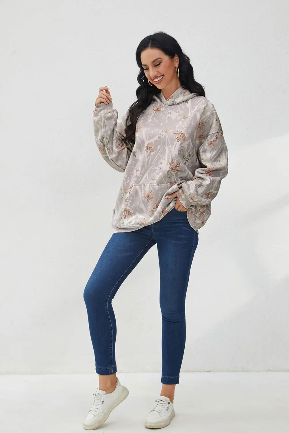 Camo Hoodie Womens Mens Maple Leaf Fleece Hooded Sweatshirt Oversized Camouflage Hoodies For Women Trendy