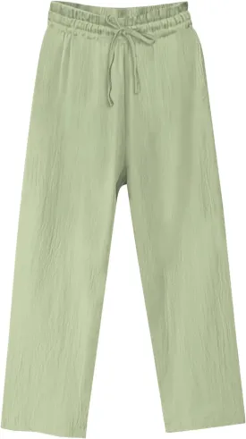 Cotton Linen Wide Leg Pants for Women High Waisted Slacks Lounge Baggy Flowy Palazzo Pants Casual Beach Trousers