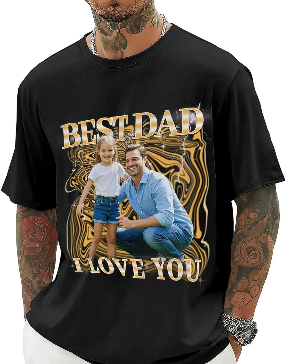 Custom Dad Shirts for Men, Personalized Dad T-Shirt with Kids Name, Customized Father's Day Birthday Gifts, Made in USA
