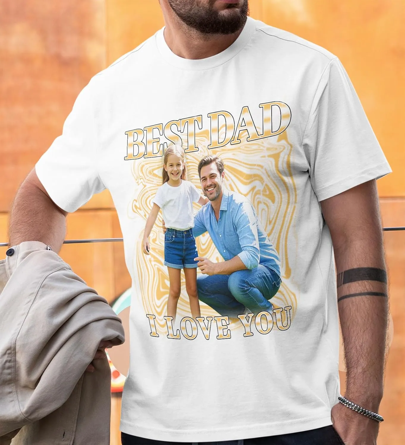 Custom Dad Shirts for Men, Personalized Dad T-Shirt with Kids Name, Customized Father's Day Birthday Gifts, Made in USA