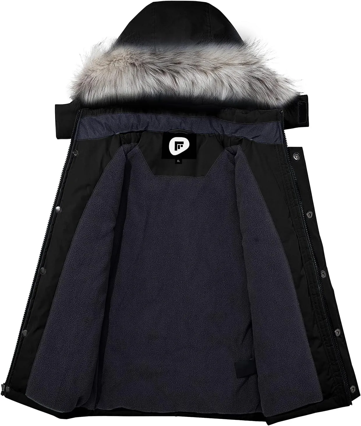 FARVALUE Boys Water Resistant Winter Coat Parka Jacket Quilted Fleece Lined Outwear Thicken Puffer Jacket Hood Coat