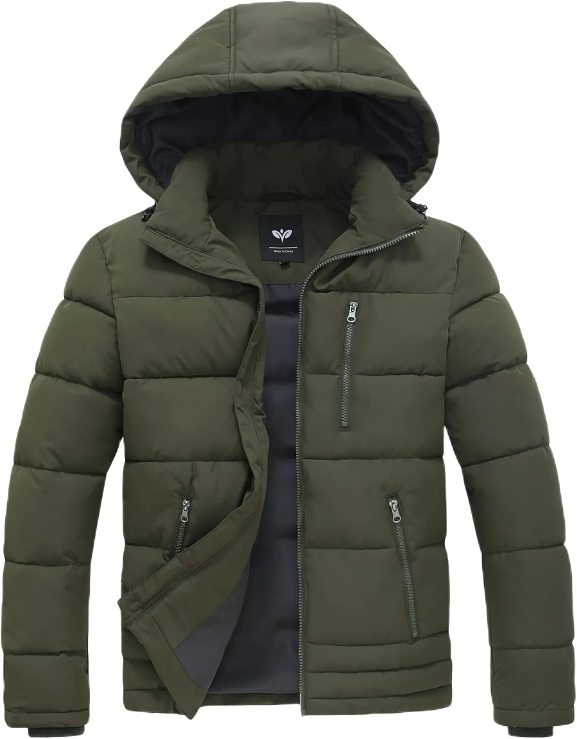 GGleaf Men's Hooded Winter Coat Warm Puffer Jacket Thicken Quilted Jacket