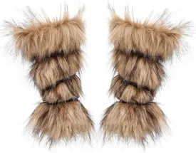 KUOIN Faux Fur Arm Wrap Medieval Bracers Hand Warmer Renaissance Costume Accessories