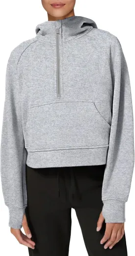 LASLULU Womens Fleece Hoodies Pullover 1/2 Zip Up Sweatshirts Long Sleeve Sweater Workout Jacket Fall Outfits 2024 Thumb Hole