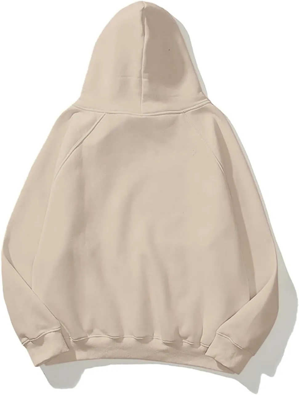 Lauweion Women Solid Basic Fleece Letter Loose Hoodie Sweatshirt Long Sleeve Kangaroo Pocket Drop Shoulder Pullovers Top