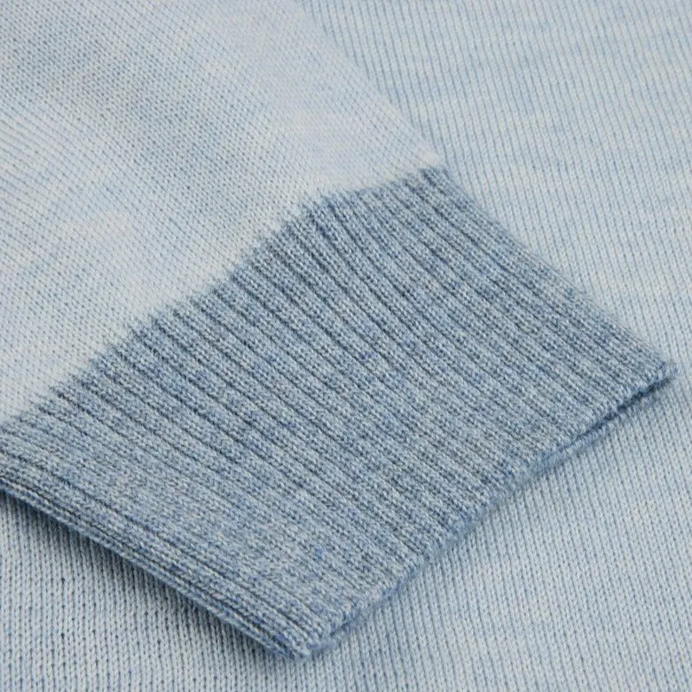 Light Blue V-Neck Fine Merino Wool Cardigan