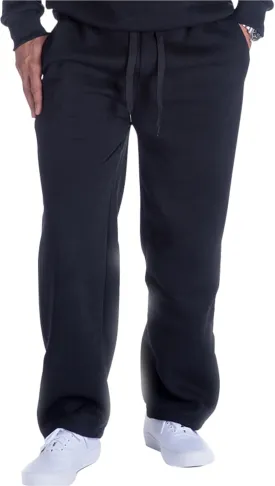 Mens Fleece Sweatpants Open Bottom Basic Running Joggers Wide Leg Casual Loose Fit Athletic Pants with Pockets