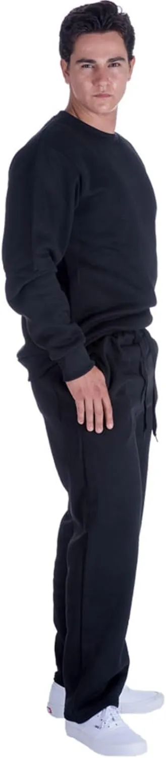 Mens Fleece Sweatpants Open Bottom Basic Running Joggers Wide Leg Casual Loose Fit Athletic Pants with Pockets