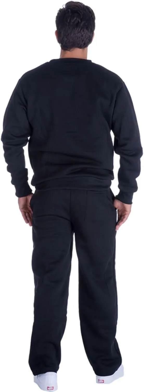 Mens Fleece Sweatpants Open Bottom Basic Running Joggers Wide Leg Casual Loose Fit Athletic Pants with Pockets