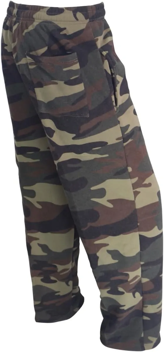 Mens Fleece Sweatpants Open Bottom Basic Running Joggers Wide Leg Casual Loose Fit Athletic Pants with Pockets