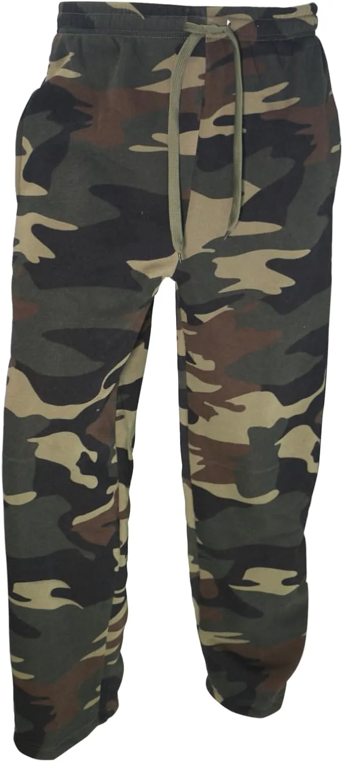 Mens Fleece Sweatpants Open Bottom Basic Running Joggers Wide Leg Casual Loose Fit Athletic Pants with Pockets