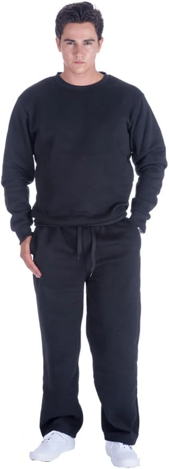 Mens Fleece Sweatpants Open Bottom Basic Running Joggers Wide Leg Casual Loose Fit Athletic Pants with Pockets