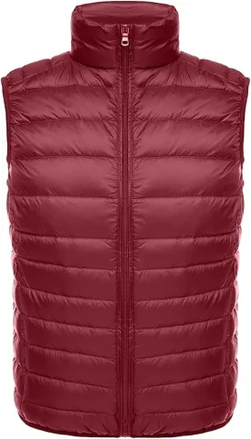 Mens Lightweight Insulated Puffer Vest Stand Collar Sleeveless Jacket Warm Down Outerwear for Work Travel