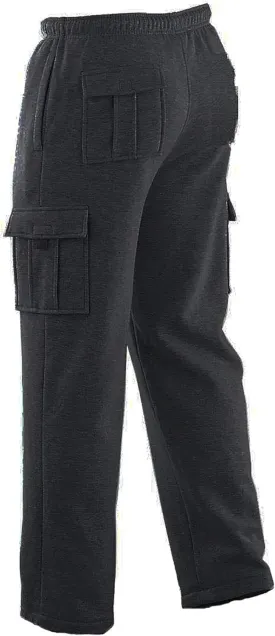 Mens Long Cargo Pants Sweatpants Truck Fleece Lined with Elastic Waistband, Fleeced Cargo Pants S-XXL