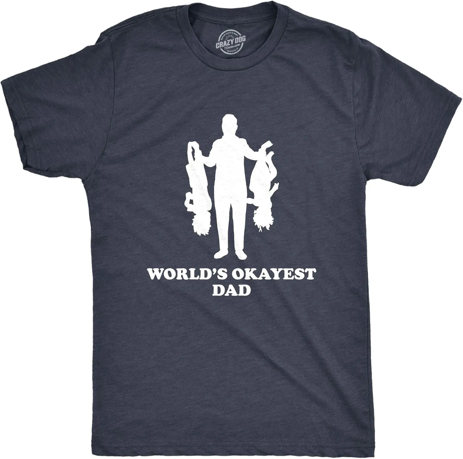 Mens Worlds Okayest Dad Holding Upside Down Kids T Shirt Funny Father's Day Tee