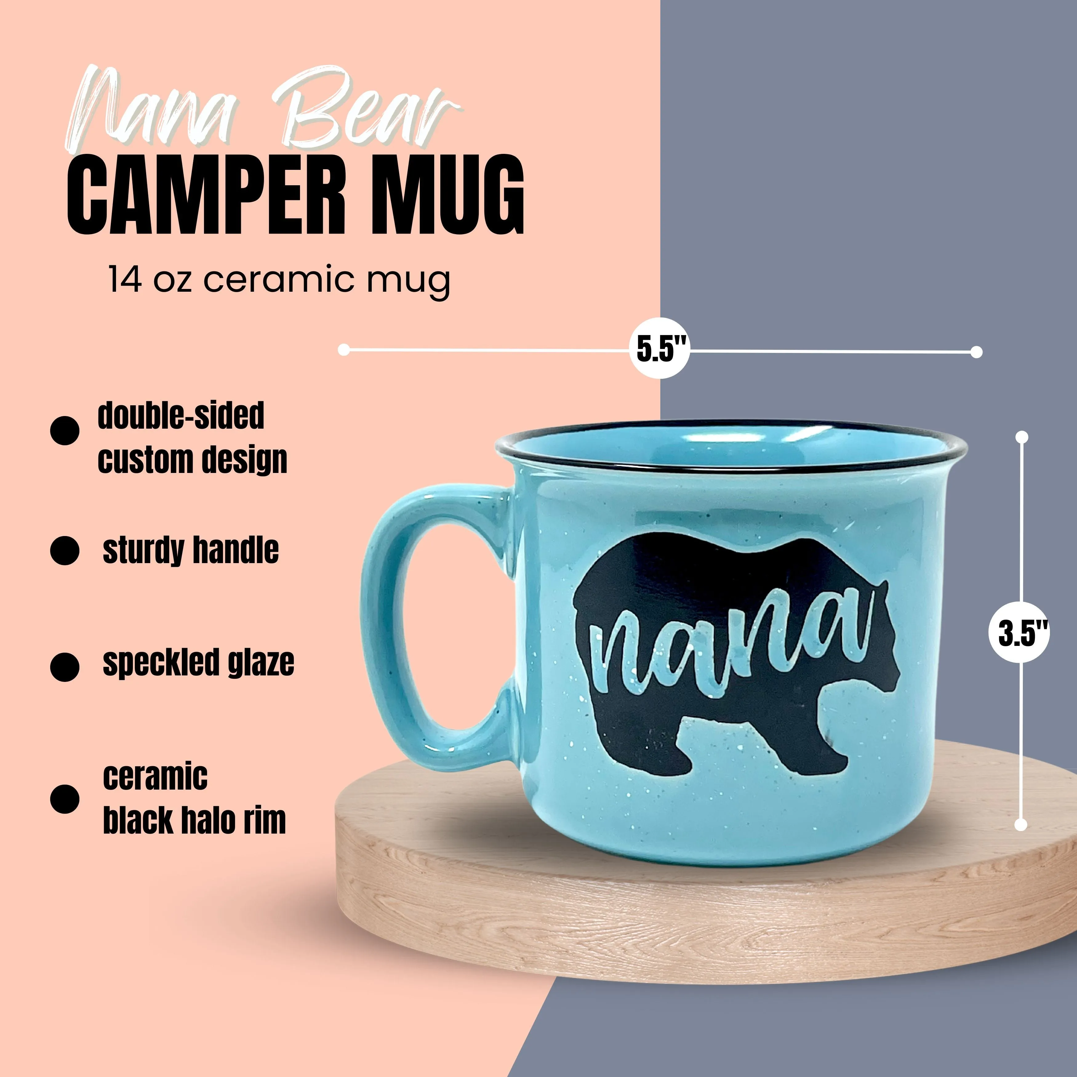 Nana Bear Cute Coffee Mug for Grandma, Grandmother - Grandma Gifts, Mother's Day, Christmas, Birthday (Nana Bear Teal and Papa Bear Light Blue Gift Set)