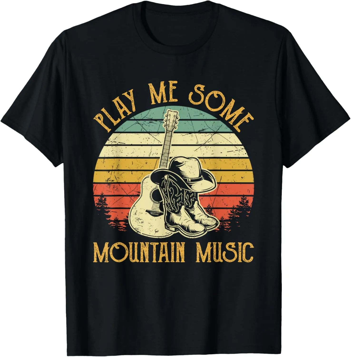 Play Me Some Mountain Music Guitar Western Country T-Shirt