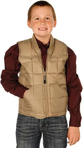 Roper Boys' Rangewear Down Zip Front Vest Tan