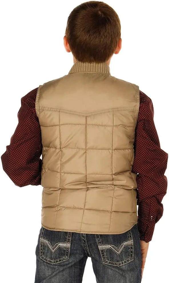 Roper Boys' Rangewear Down Zip Front Vest Tan
