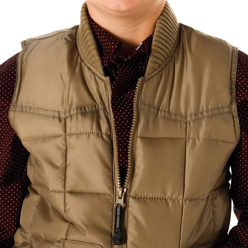 Roper Boys' Rangewear Down Zip Front Vest Tan