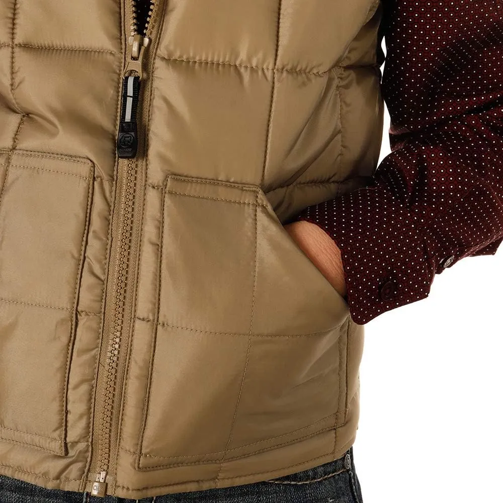 Roper Boys' Rangewear Down Zip Front Vest Tan
