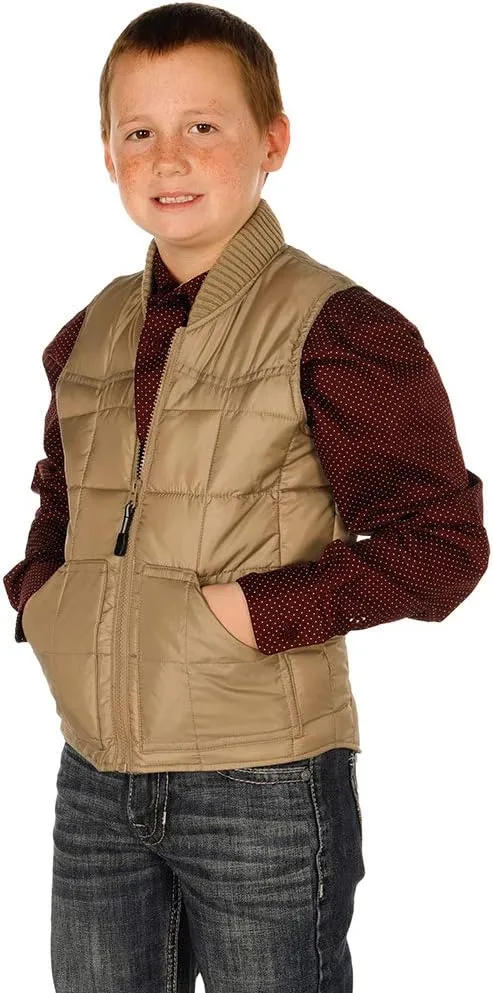 Roper Boys' Rangewear Down Zip Front Vest Tan