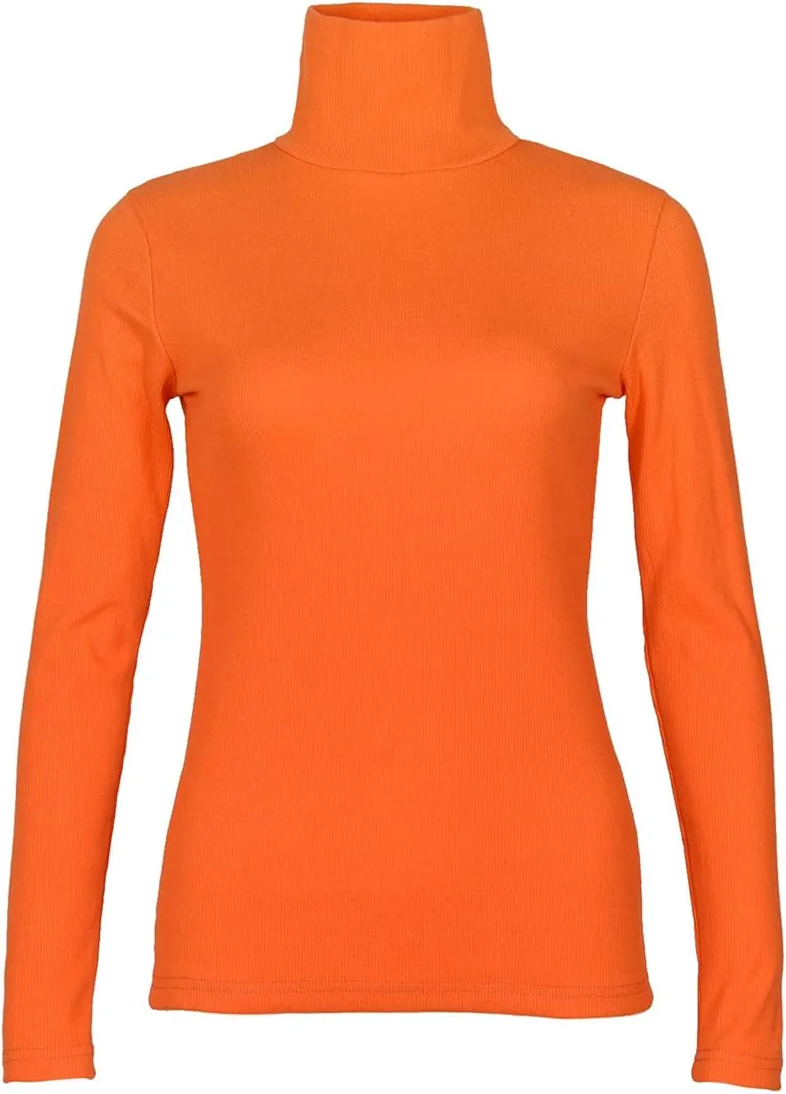 Roselux Women Long Sleeve Knit Ribbed Turtleneck Layer Tops Neon Green Elastic Shirt Pullovers Slim Fit Sweater