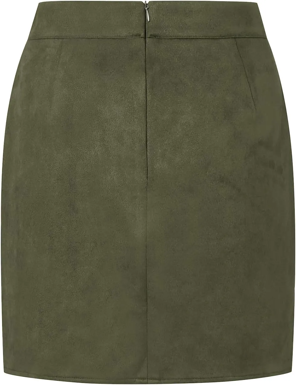 Sheface Women's Faux Suede Irregular Hem Skirt Solid High Waist Zipper A-Line Mini Bodycon Skirt