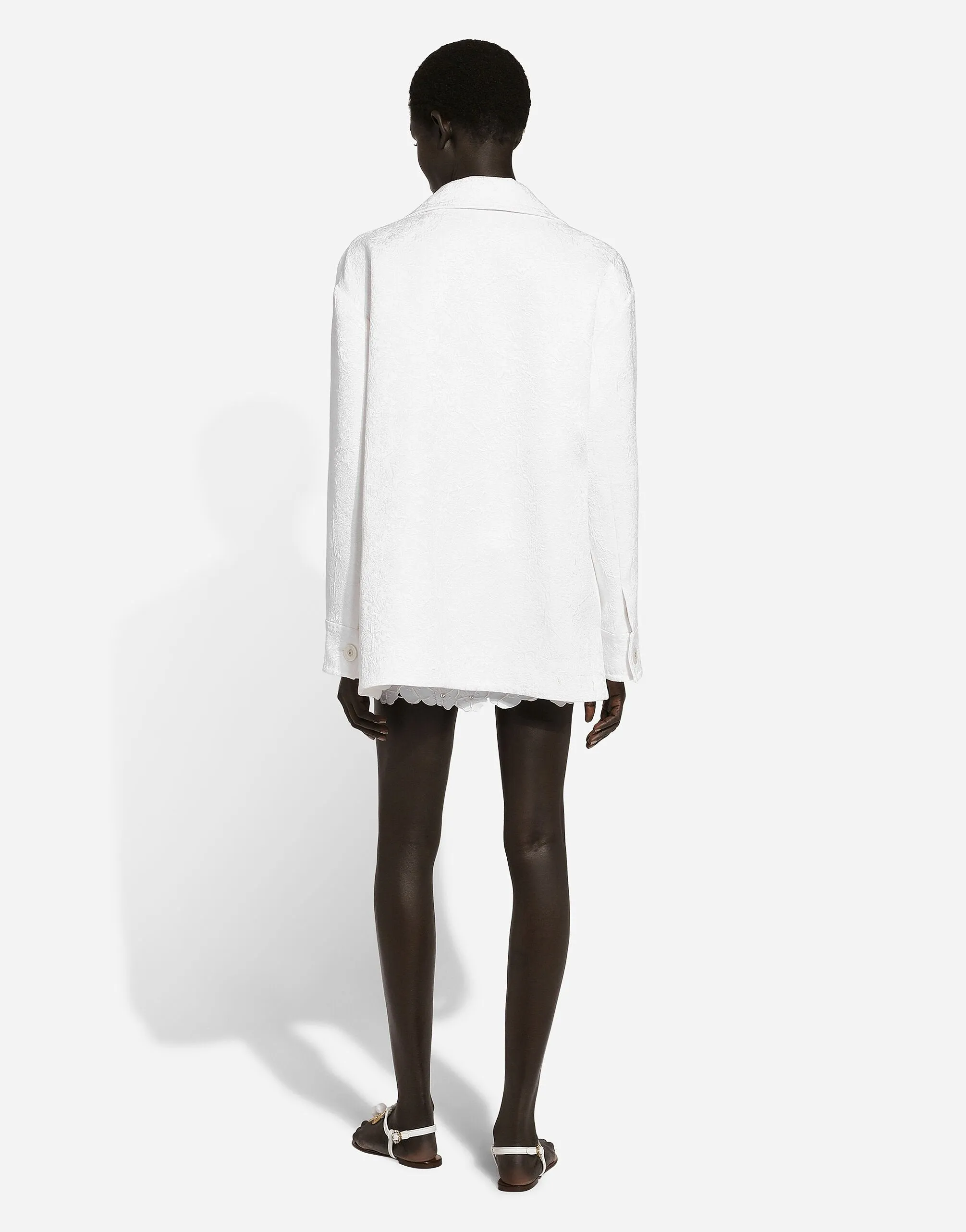 Short Single-Breasted Brocade Coat