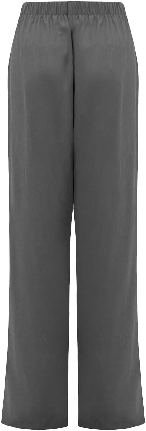 SMIDOW Womens Cotton Linen High Waist Pants Plus Size Casual Elastic Straight Leg Cropped Pant Trousers with Pockets