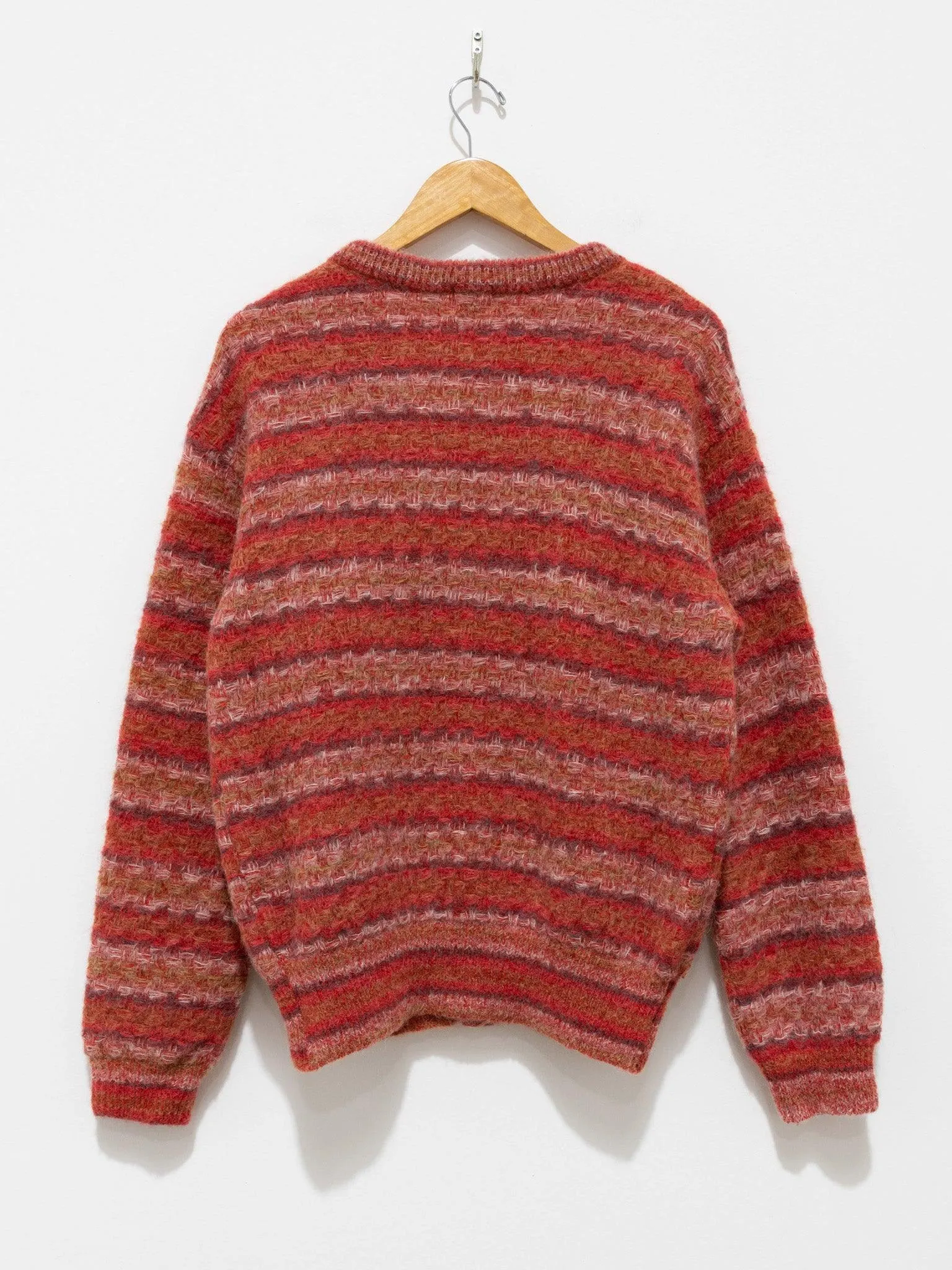 Space Dyed Basket Check Cardigan - Brick Red