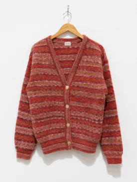 Space Dyed Basket Check Cardigan - Brick Red