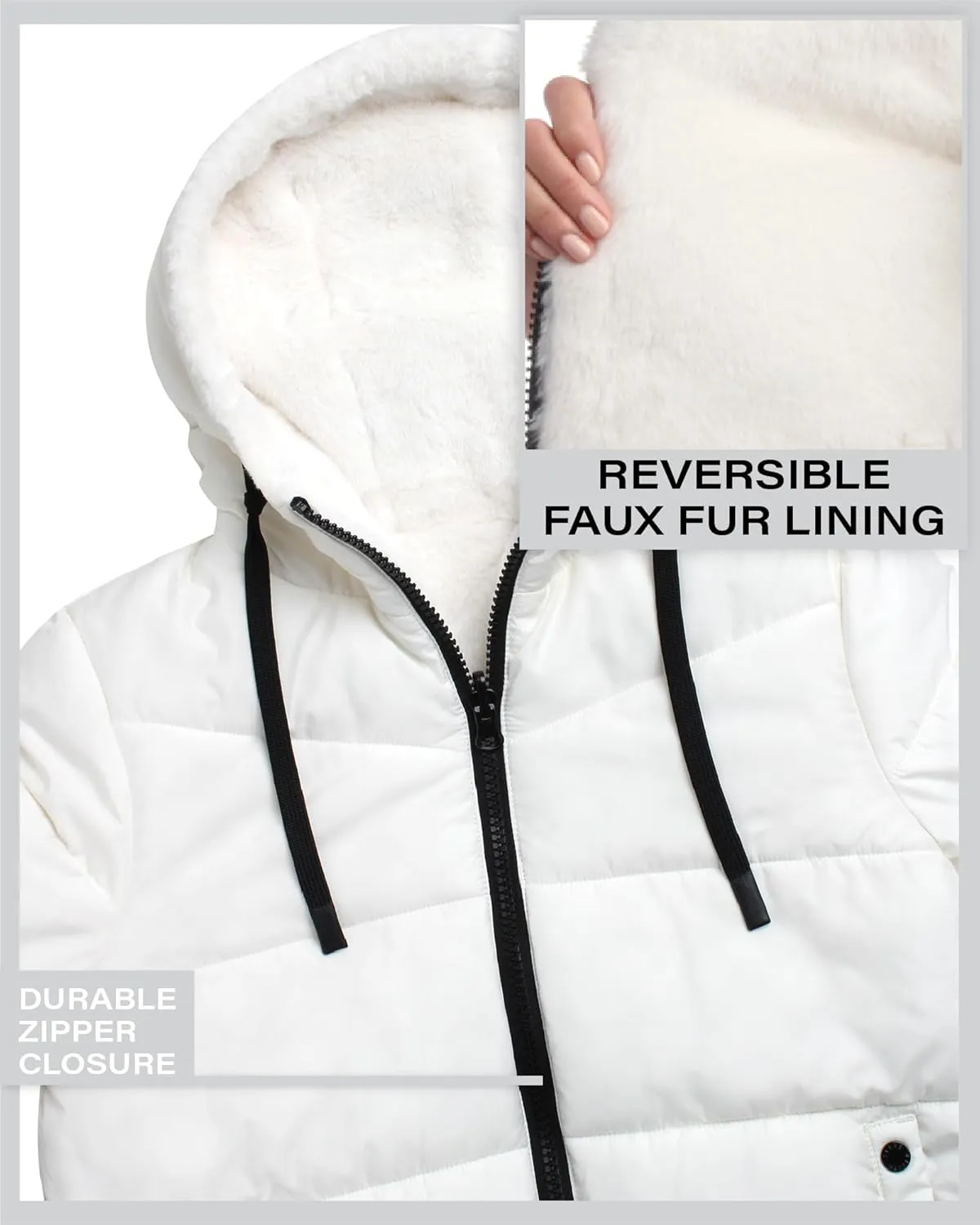 Steve Madden Women's Winter Jacket - Heavyweight Reversible Quilted Puffer Parka Coat Faux Fur Lined Jacket for Women (S-XL)