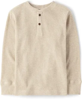 The Children's Place Boys' Long Sleeve Thermal Henley Shirt