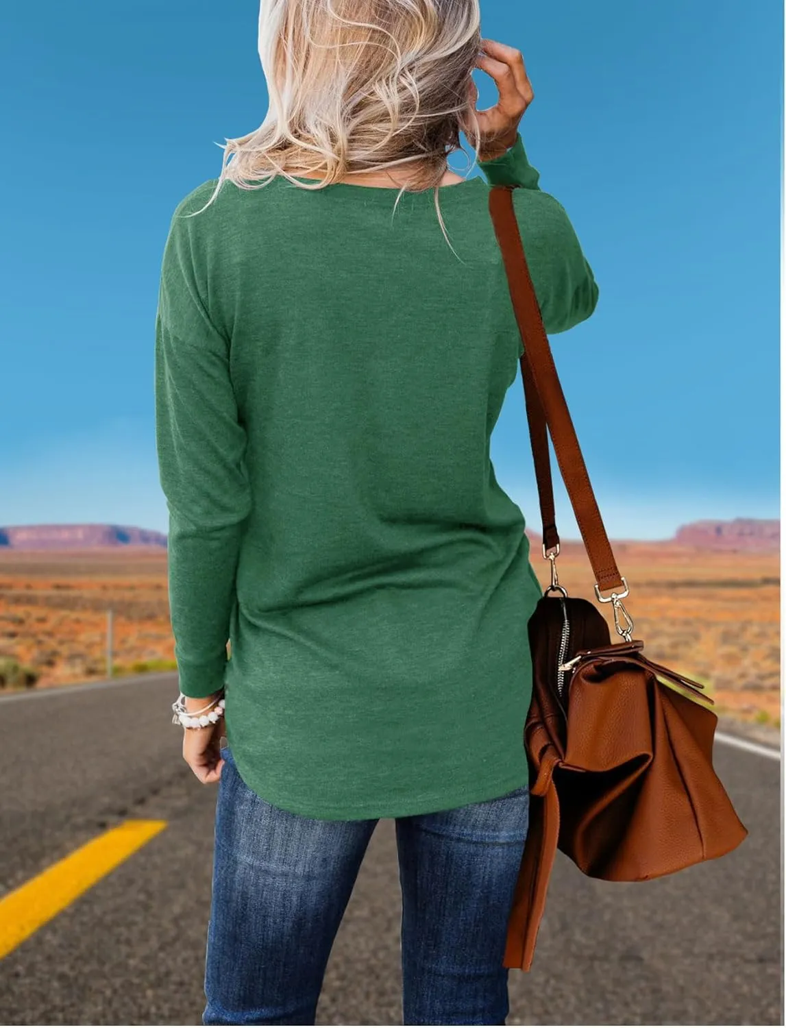 Topstype Womens Henley Tops Long Sleeve Shirts Thermal Pullover Casual Loose Fit Henley Neck Tunics