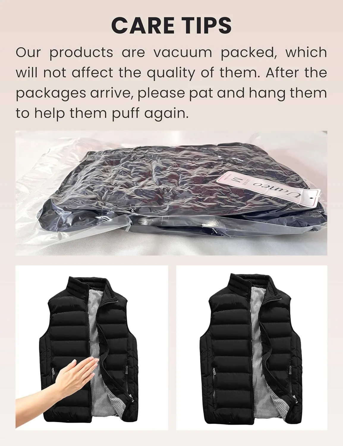 UANEO Men's Thicken Classic Sleeveless Stand Collar Solid Color Side Pockets Quilted Puffer Vest Outwear