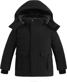 wantdo Boy's Winter Coat Warm Puffer Jacket Waterproof Snow Coat Hooded