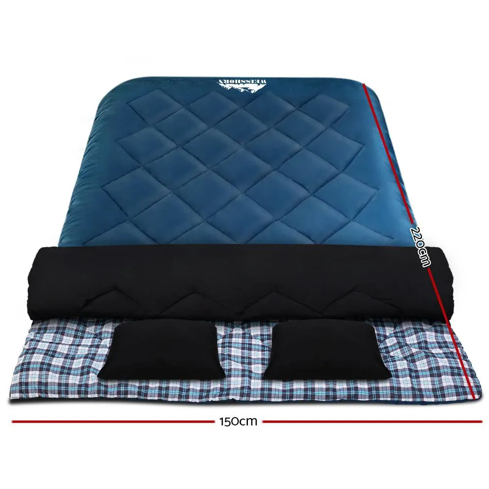 Weisshorn Sleeping Bag Double Pillow - Thermal Sleeping Bag - Blue