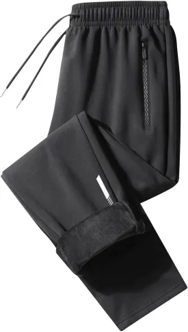 Winter Sweatpants for Men Sherpa Lined Drawstring Pants Trousers Fleece Flannel Workout Athletic Running Joggers