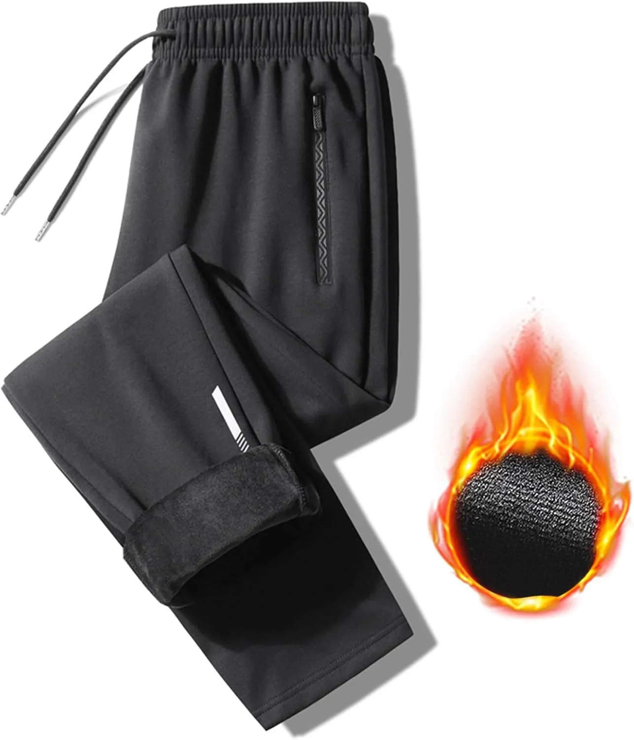 Winter Sweatpants for Men Sherpa Lined Drawstring Pants Trousers Fleece Flannel Workout Athletic Running Joggers