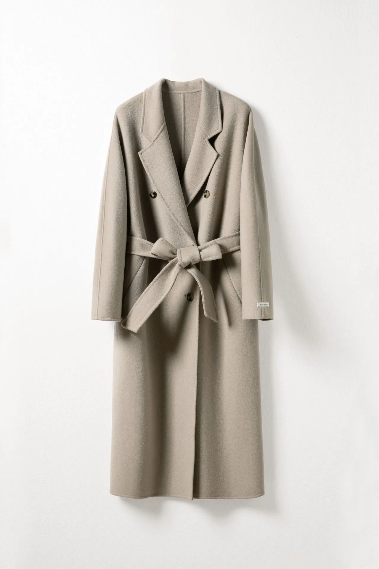 Women's loose double-breasted lace-up wool coat